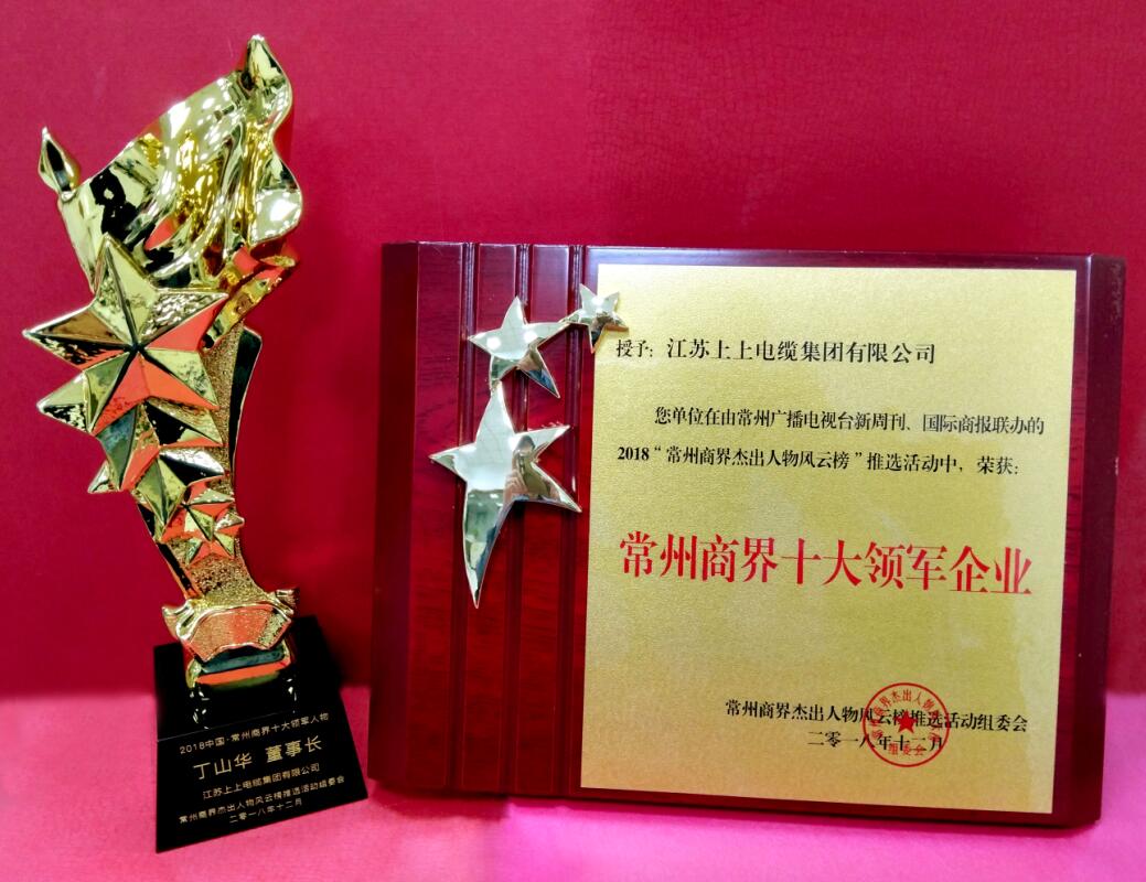 2018年12月6日，丁山華董事長榮獲“常州商界十大領(lǐng)軍人物”