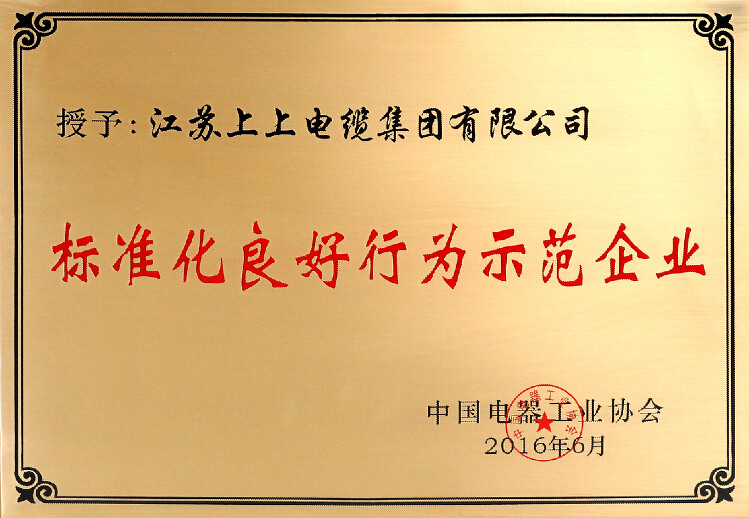 標(biāo)準(zhǔn)先行促發(fā)展，上上電纜再獲殊榮